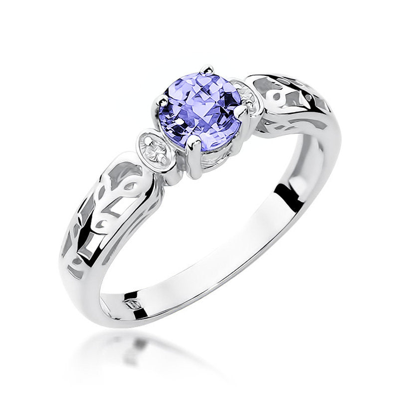 Inel Aur 14K cu Tanzanit 0.50 ct si Diamante Naturale 0.02 ct, imaginea 5 din 11