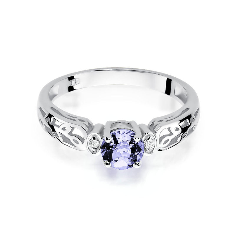 Inel Aur 14K cu Tanzanit 0.50 ct si Diamante Naturale 0.02 ct, imaginea 6 din 11