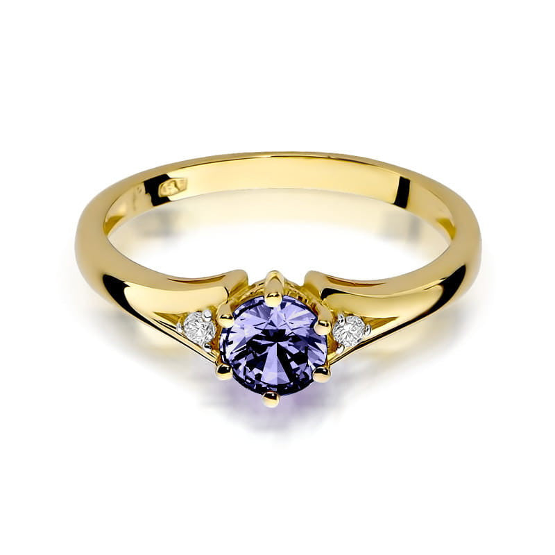 Inel Aur 14K cu Tanzanit 0.50 ct si Diamante Naturale 0.03 ct, imaginea 2 din 11