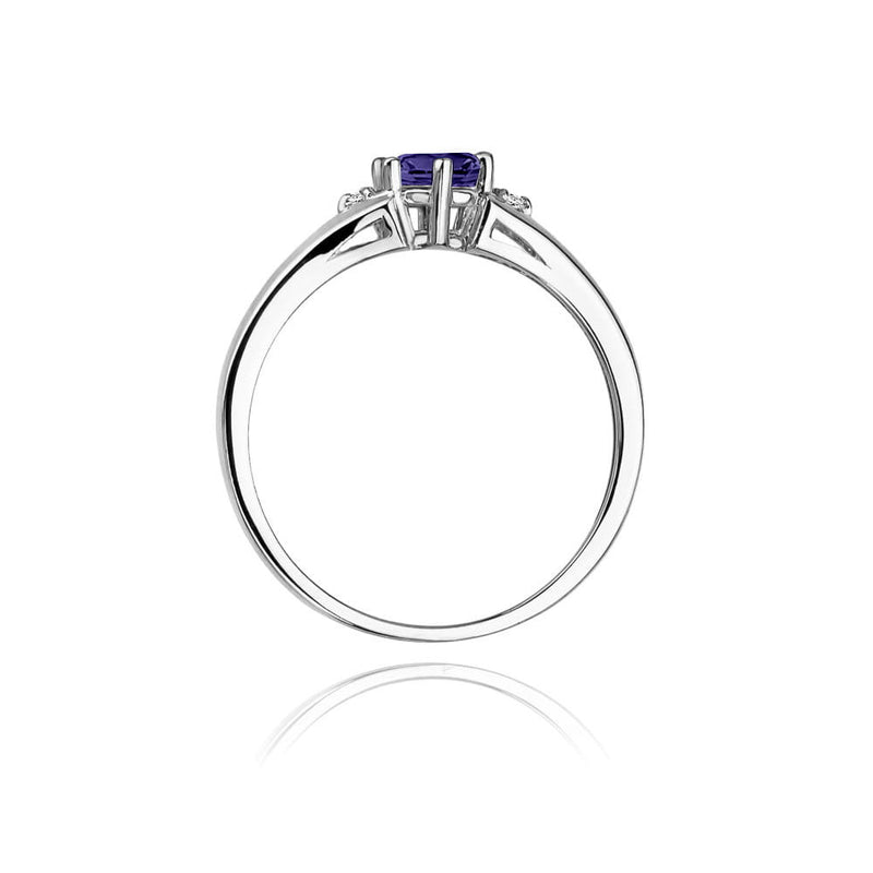 Inel Aur 14K cu Tanzanit 0.50 ct si Diamante Naturale 0.03 ct, imaginea 7 din 11