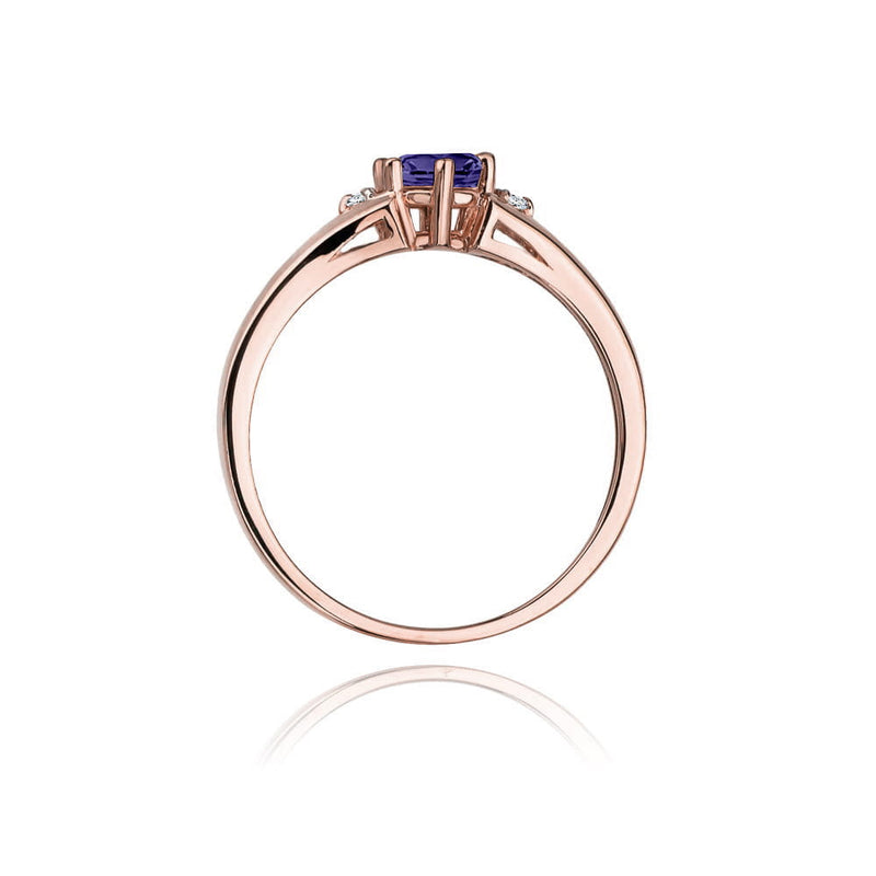 Inel Aur 14K cu Tanzanit 0.50 ct si Diamante Naturale 0.03 ct, imaginea 10 din 11