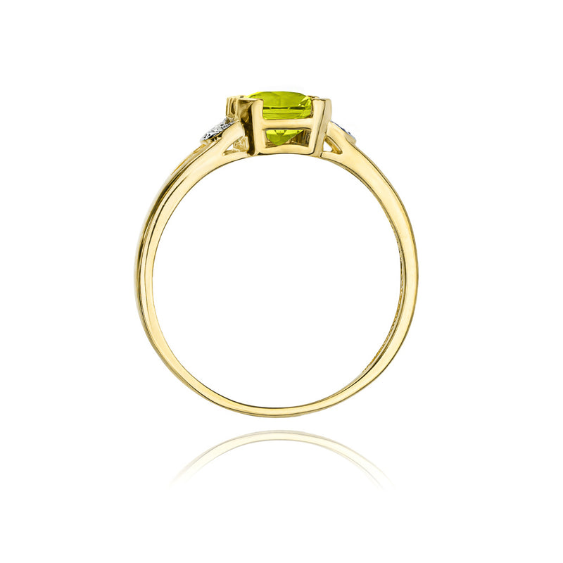Inel Aur 14K cu Peridot 1.00 ct si Diamante Naturale 0.01 ct, imaginea 2 din 11