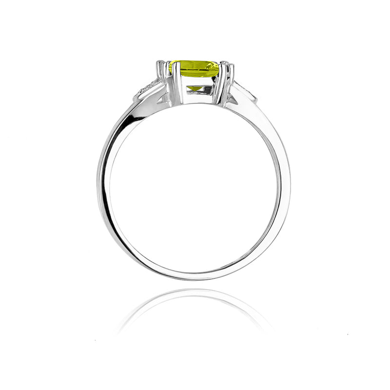 Inel Aur 14K cu Peridot 1.00 ct si Diamante Naturale 0.01 ct, imaginea 6 din 11