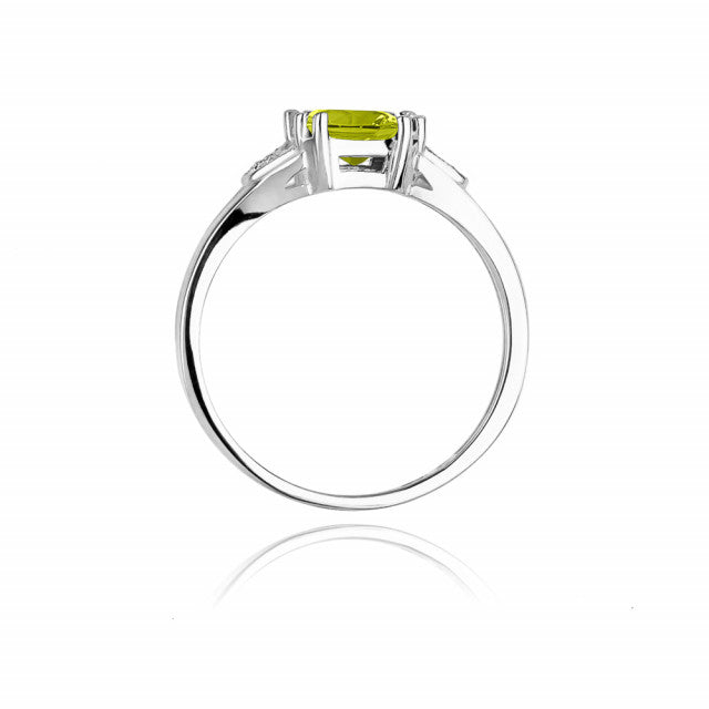 Inel Aur 14K cu Peridot 1.10 ct si Diamante Naturale 0.06 ct, imaginea 7 din 10