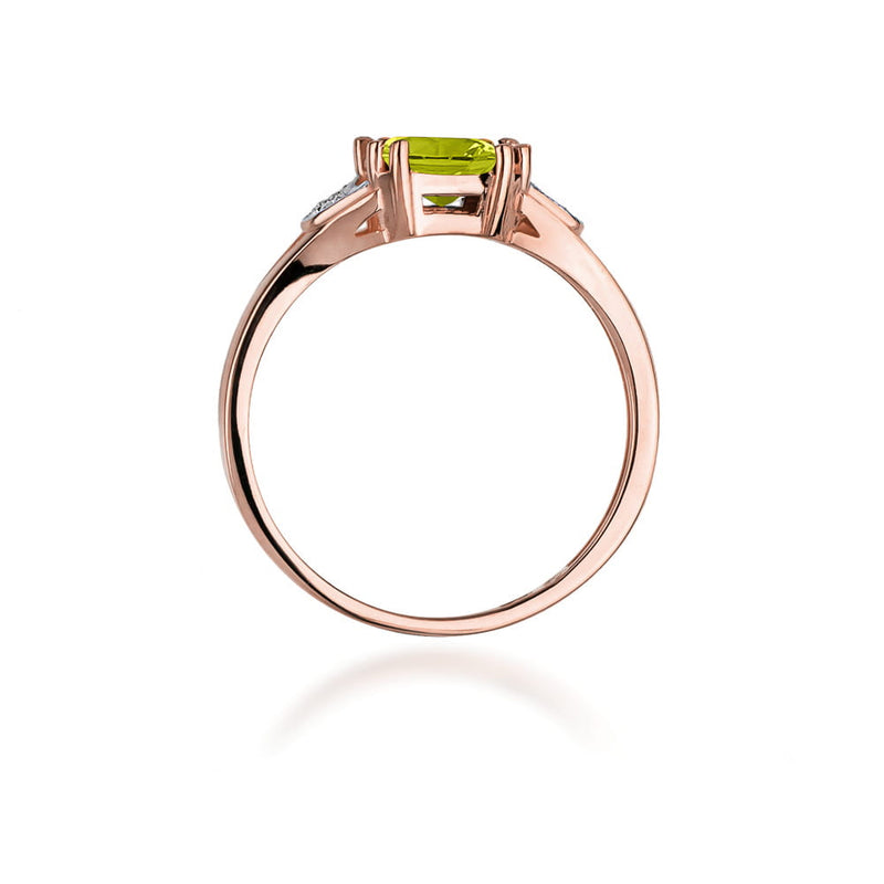 Inel Aur 14K cu Peridot 1.10 ct si Diamante Naturale 0.06 ct, imaginea 10 din 10