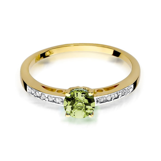 Inel Aur 14K cu Peridot 0.60 ct si Diamante Naturale 0.05 ct, imaginea 2 din 10