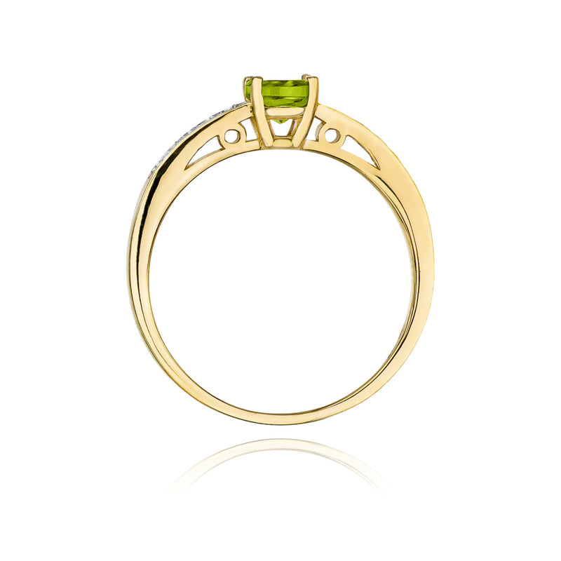 Inel Aur 14K cu Peridot 0.60 ct si Diamante Naturale 0.05 ct, imaginea 3 din 10