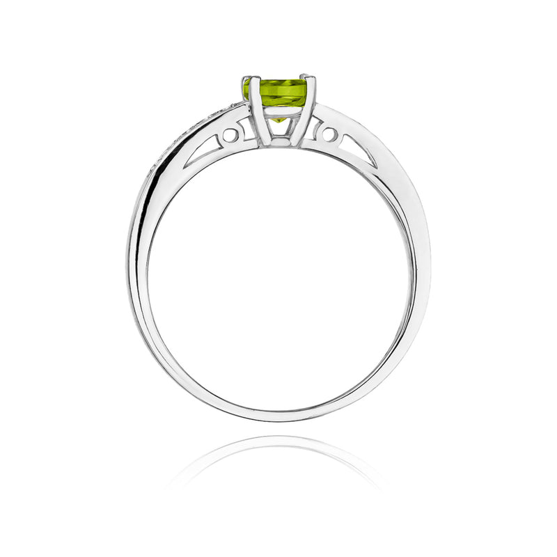 Inel Aur 14K cu Peridot 0.60 ct si Diamante Naturale 0.05 ct, imaginea 6 din 10