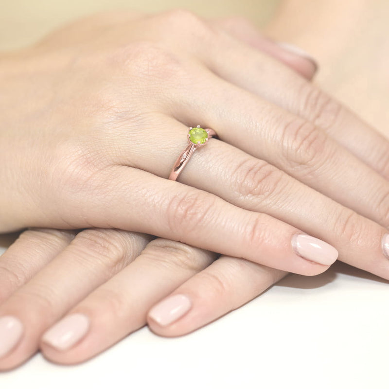 Inel Aur 14K cu Peridot 0.60 ct si Diamante Naturale 0.01 ct, imaginea 8 din 12