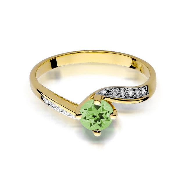 Inel Aur 14K cu Peridot 0.60 ct si Diamante Naturale 0.05 ct, imaginea 2 din 10