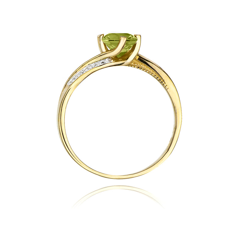 Inel Aur 14K cu Peridot 0.60 ct si Diamante Naturale 0.05 ct, imaginea 3 din 10