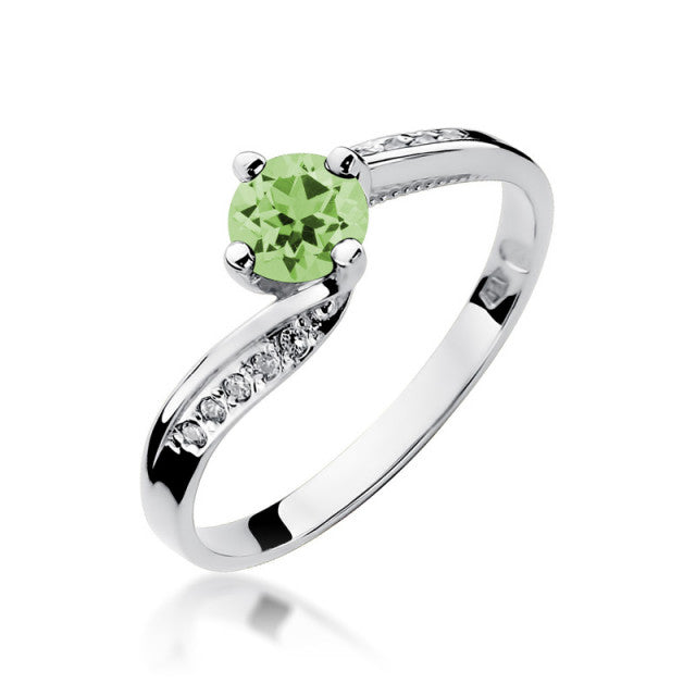 Inel Aur 14K cu Peridot 0.60 ct si Diamante Naturale 0.05 ct, imaginea 5 din 10
