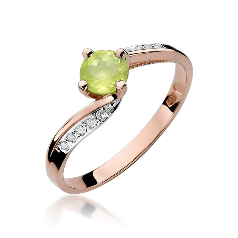 Inel Aur 14K cu Peridot 0.60 ct si Diamante Naturale 0.05 ct, imaginea 8 din 10