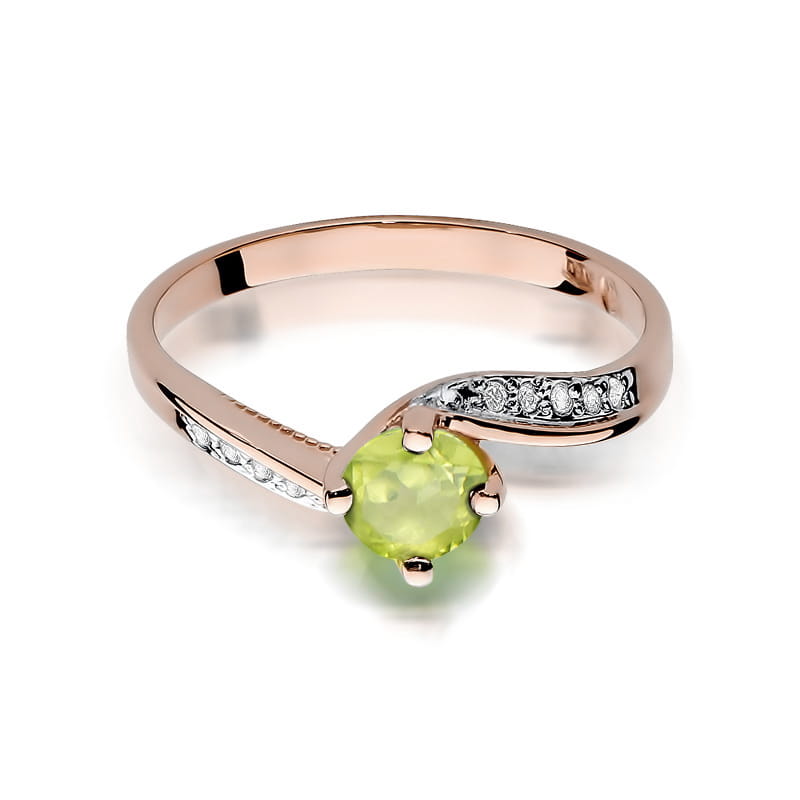 Inel Aur 14K cu Peridot 0.60 ct si Diamante Naturale 0.05 ct, imaginea 9 din 10