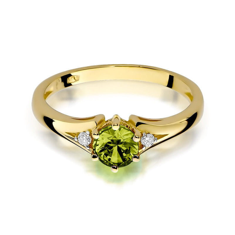 Inel Aur 14K cu Peridot 0.60 ct si Diamante Naturale 0.03 ct, imaginea 2 din 10