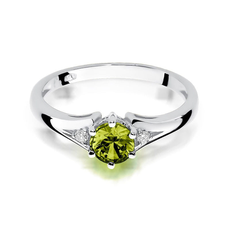 Inel Aur 14K cu Peridot 0.60 ct si Diamante Naturale 0.03 ct, imaginea 4 din 10