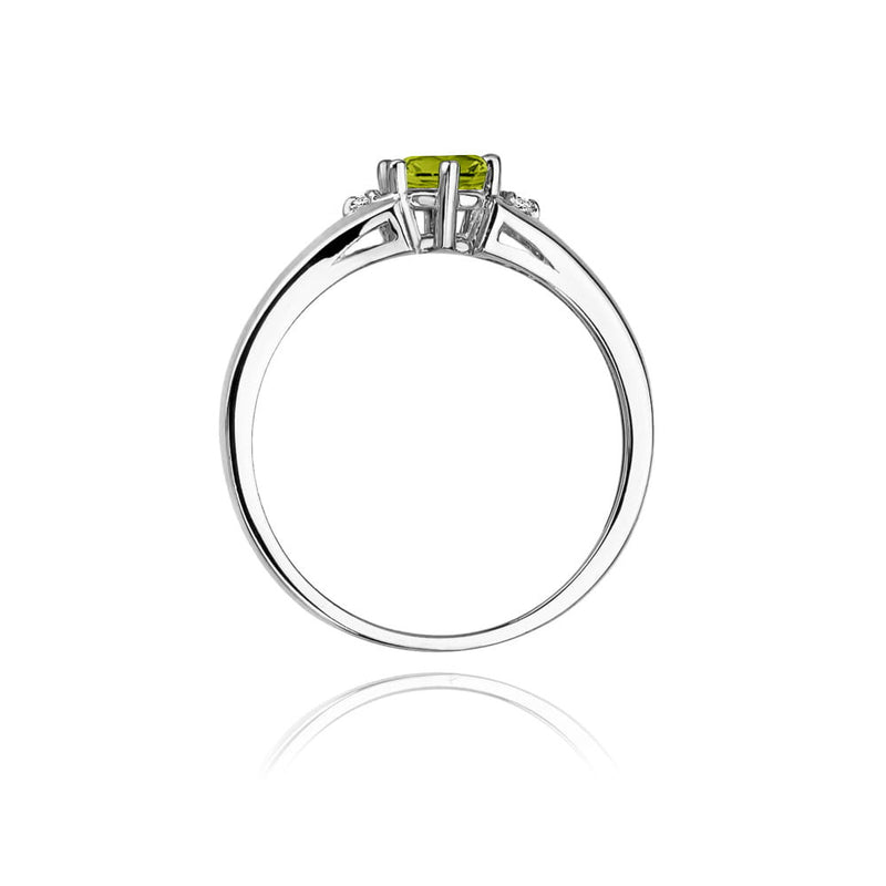 Inel Aur 14K cu Peridot 0.60 ct si Diamante Naturale 0.03 ct, imaginea 6 din 10