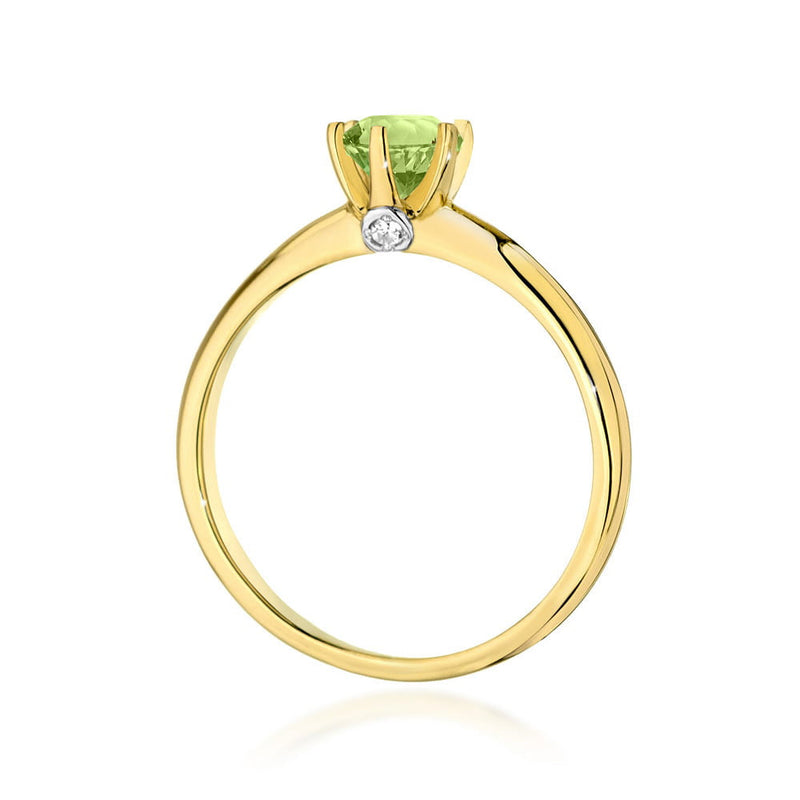 Inel Aur 14K cu Peridot 0.60 ct si Diamante Naturale 0.04 ct, imaginea 3 din 11