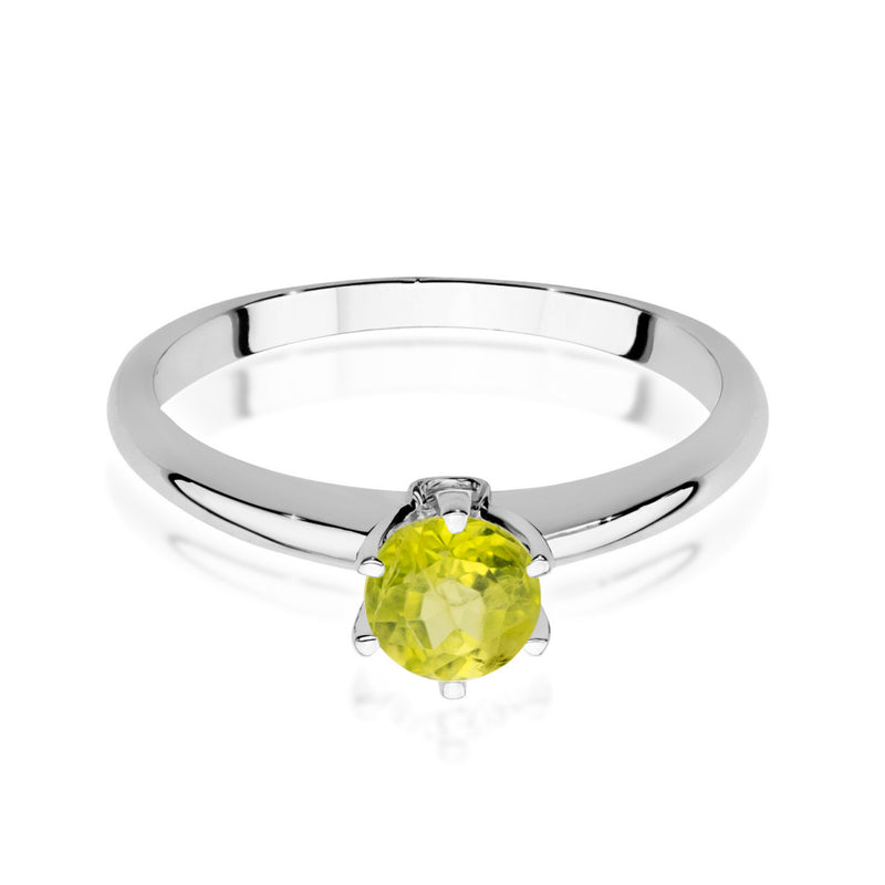 Inel Aur 14K cu Peridot 0.60 ct si Diamante Naturale 0.04 ct, imaginea 5 din 11