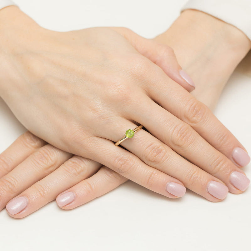 Inel Aur 14K cu Peridot 0.60 ct si Diamante Naturale 0.04 ct, imaginea 7 din 11