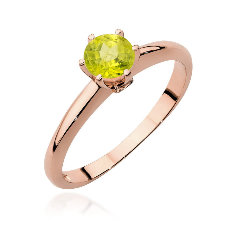 Inel Aur 14K cu Peridot 0.60 ct si Diamante Naturale 0.04 ct, imaginea 8 din 11