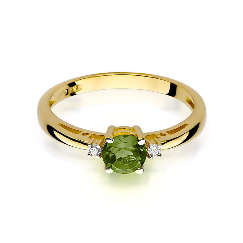 Inel Aur 14K cu Peridot 0.60 ct si Diamante Naturale 0.03 ct, imaginea 2 din 12