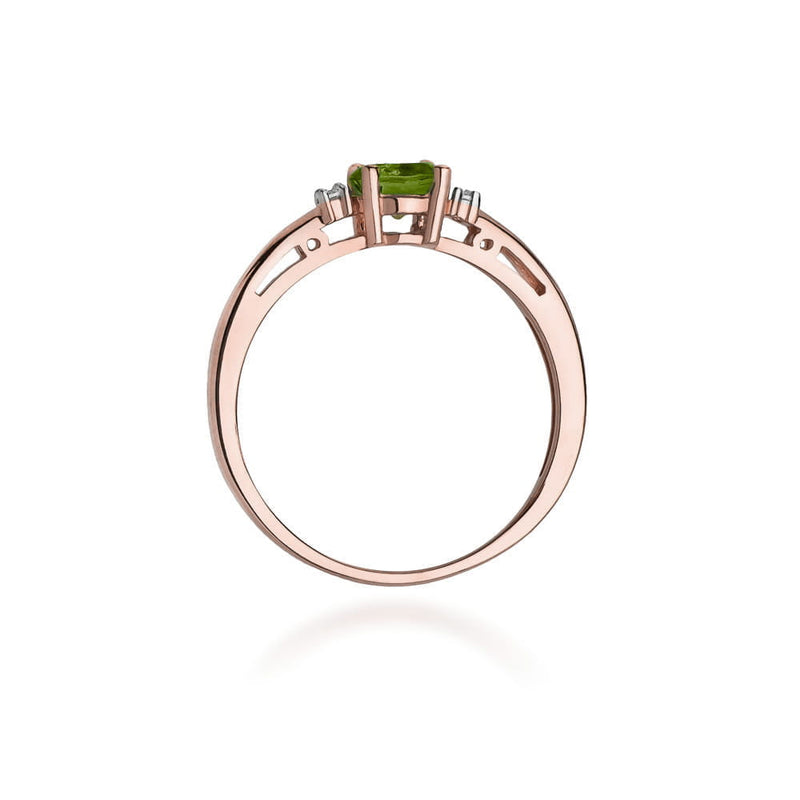Inel Aur 14K cu Peridot 0.60 ct si Diamante Naturale 0.03 ct, imaginea 7 din 12