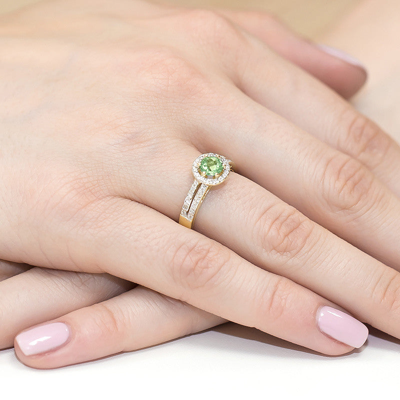 Inel Aur 14K cu Peridot 0.60 ct si Diamante Naturale 0.20 ct, imaginea 4 din 10