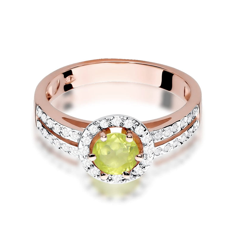 Inel Aur 14K cu Peridot 0.60 ct si Diamante Naturale 0.20 ct, imaginea 9 din 10