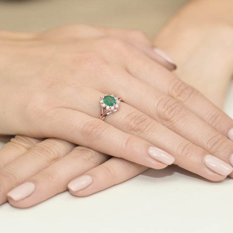 Inel Aur 14K cu Smarald 0.80 ct si Diamante Naturale 0.30 ct, imaginea 11 din 11