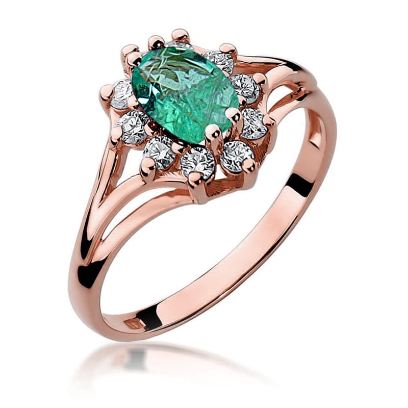 Inel Aur 14K cu Smarald 0.80 ct si Diamante Naturale 0.30 ct, imaginea 8 din 11