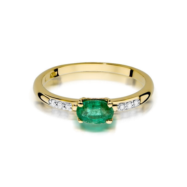 Inel Aur 14K cu Smarald 0.40 ct si Diamante Naturale 0.03 ct, imaginea 2 din 11