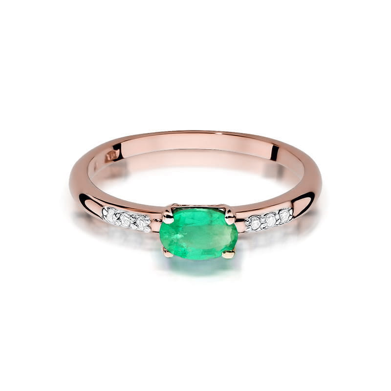 Inel Aur 14K cu Smarald 0.40 ct si Diamante Naturale 0.03 ct, imaginea 9 din 11