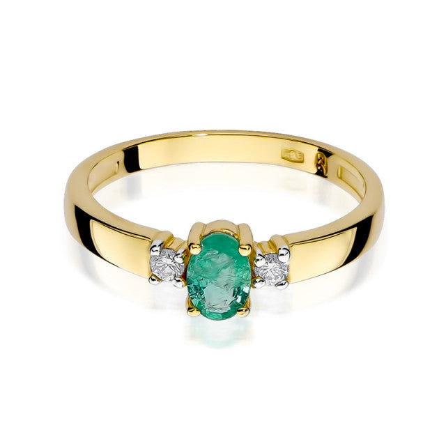Inel Aur 14K cu Smarald 0.40 ct si Diamante Naturale 0.08 ct, imaginea 2 din 10