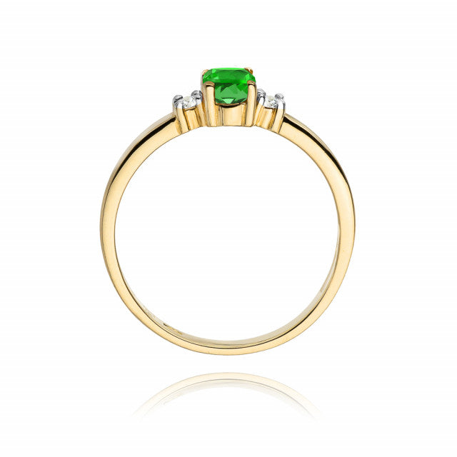 Inel Aur 14K cu Smarald 0.40 ct si Diamante Naturale 0.08 ct, imaginea 3 din 10
