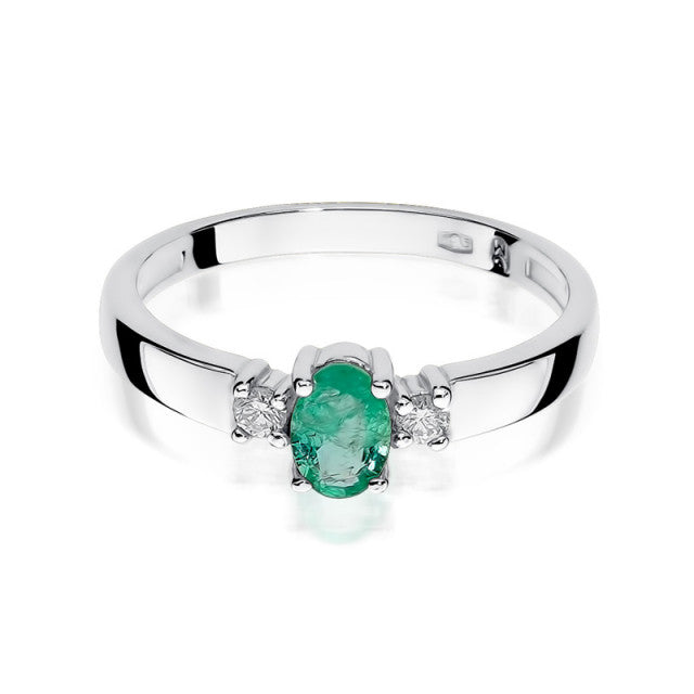 Inel Aur 14K cu Smarald 0.40 ct si Diamante Naturale 0.08 ct, imaginea 6 din 10