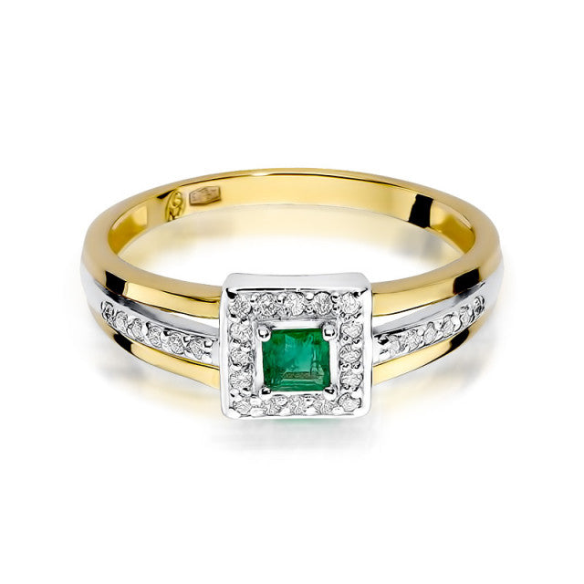 Inel Aur 14K cu Smarald 0.15 ct si Diamante Naturale 0.14 ct, imaginea 2 din 11