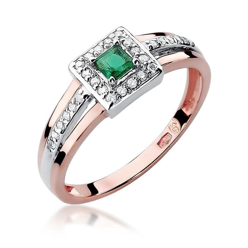 Inel Aur 14K cu Smarald 0.15 ct si Diamante Naturale 0.14 ct, imaginea 8 din 11