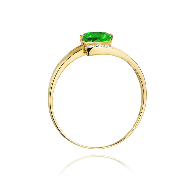 Inel Aur 14K cu Smarald 0.40 ct si Diamante Naturale 0.05 ct, imaginea 3 din 11