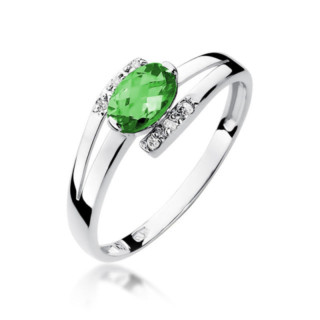 Inel Aur 14K cu Smarald 0.40 ct si Diamante Naturale 0.05 ct, imaginea 5 din 11