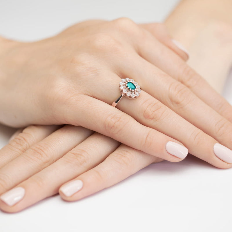 Inel Aur 14K cu Smarald 0.40 ct si Diamante Naturale 0.10 ct, imaginea 11 din 11