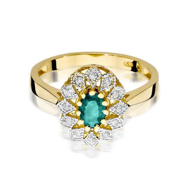 Inel Aur 14K cu Smarald 0.40 ct si Diamante Naturale 0.10 ct, imaginea 2 din 11