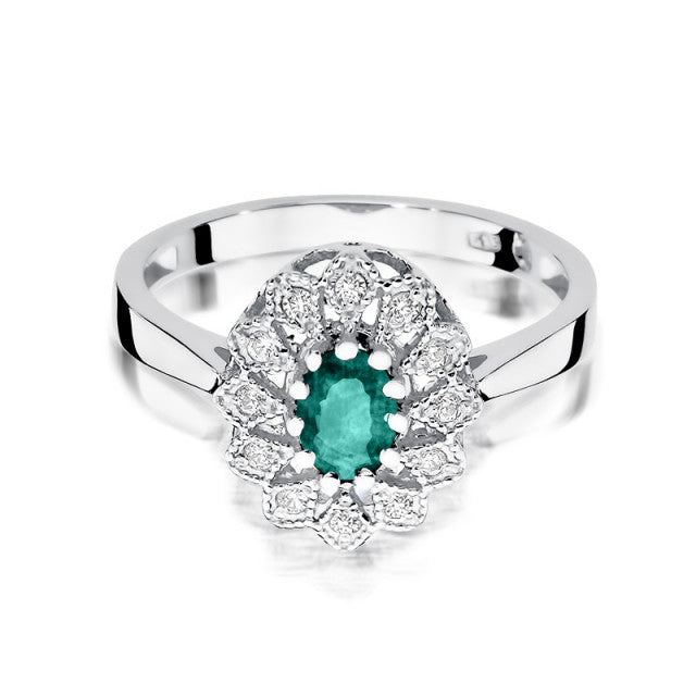 Inel Aur 14K cu Smarald 0.40 ct si Diamante Naturale 0.10 ct, imaginea 6 din 11