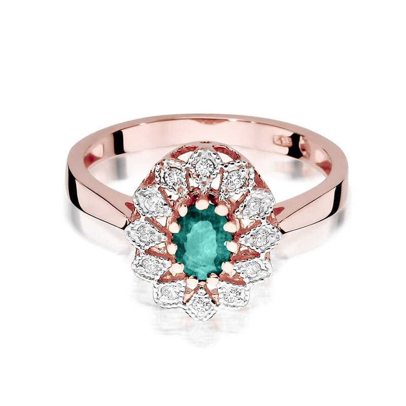 Inel Aur 14K cu Smarald 0.40 ct si Diamante Naturale 0.10 ct, imaginea 9 din 11