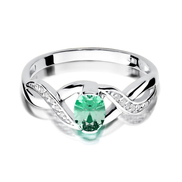 Inel Aur 14K cu Smarald 0.40 ct si Diamante Naturale 0.05 ct, imaginea 6 din 11