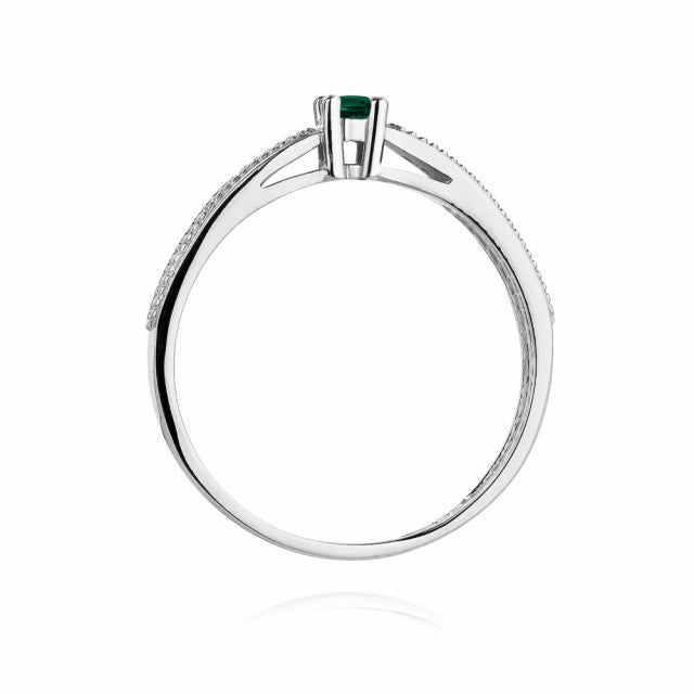 Inel Aur 14K cu Smarald 0.15 ct si Diamante Naturale 0.09 ct, imaginea 7 din 11