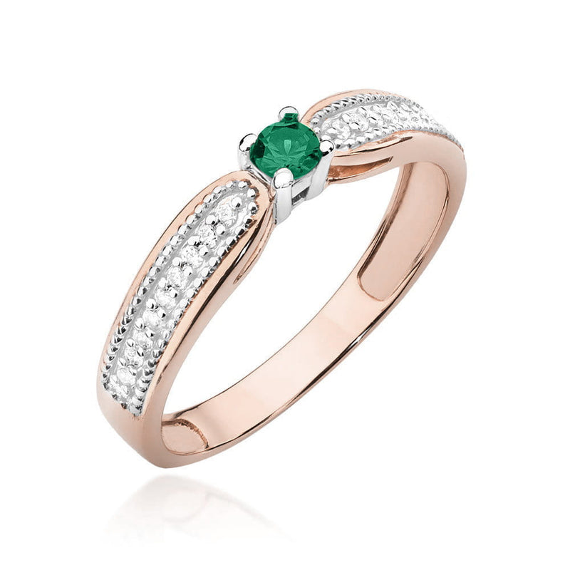 Inel Aur 14K cu Smarald 0.15 ct si Diamante Naturale 0.09 ct, imaginea 8 din 11
