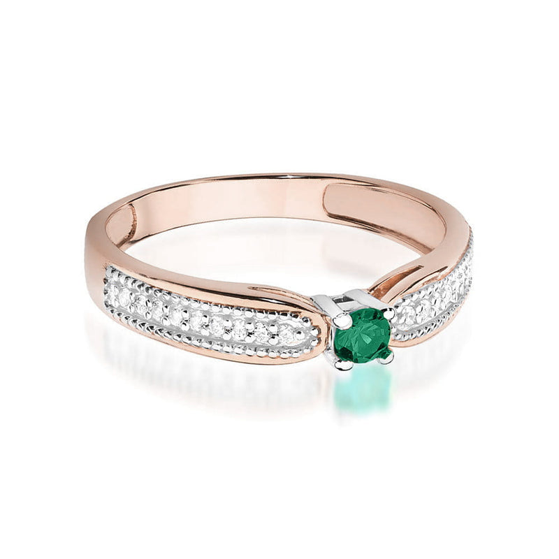 Inel Aur 14K cu Smarald 0.15 ct si Diamante Naturale 0.09 ct, imaginea 9 din 11