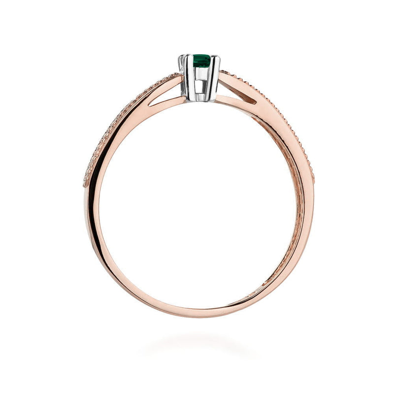 Inel Aur 14K cu Smarald 0.15 ct si Diamante Naturale 0.09 ct, imaginea 10 din 11