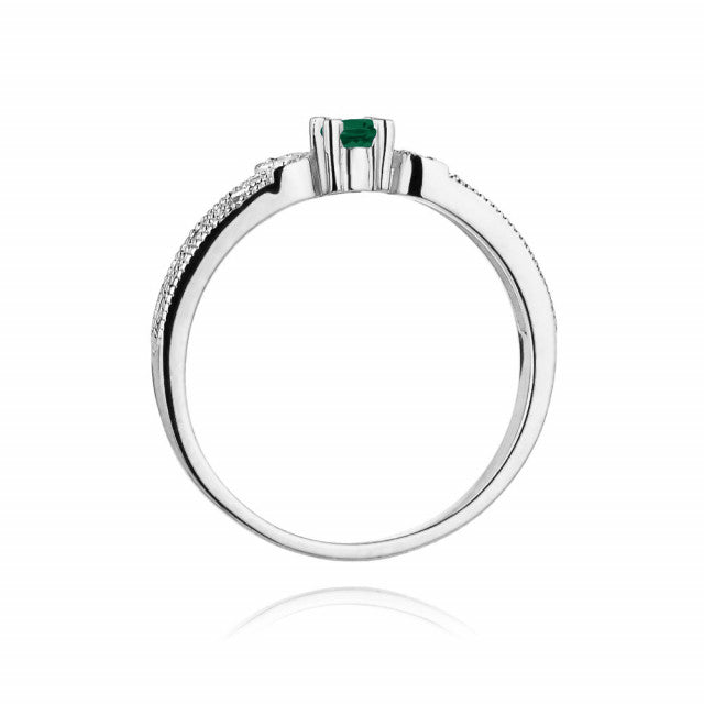Inel Aur 14K cu Smarald 0.15 ct si Diamante Naturale 0.03 ct, imaginea 7 din 11